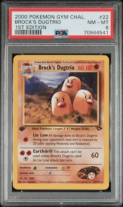 2000 Pokemon Gym Challenge 22 Brock's Dugtrio 1st Edition PSA 8