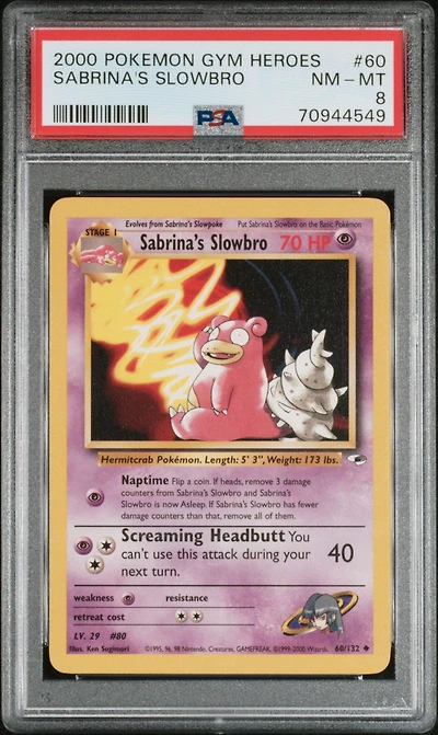 2000 Pokemon Gym Heroes 60 Sabrina's Slowbro PSA 8