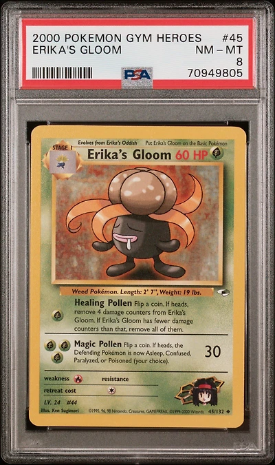 2000 Pokemon Gym Heroes 45 Erika's Gloom PSA 8
