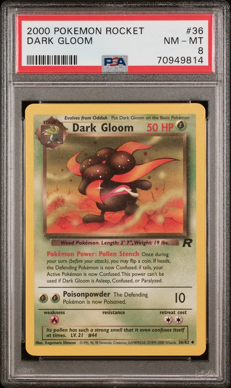 2000 Pokemon Rocket 36 Dark Gloom PSA 8
