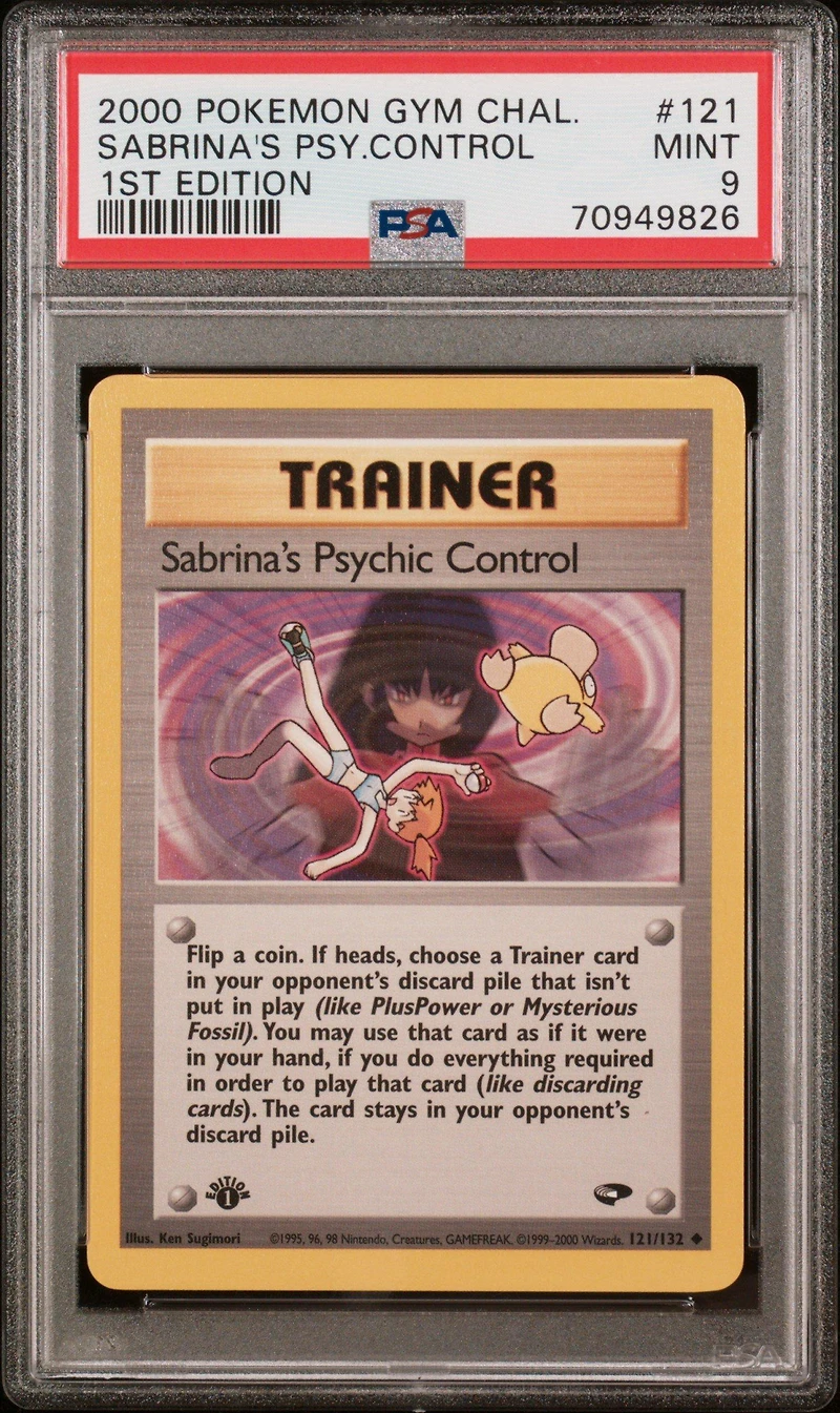 2000 Pokemon Gym Challenge 121 Sabrina's Psychic Control 1st Edition PSA 9