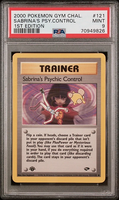 2000 Pokemon Gym Challenge 121 Sabrina's Psychic Control 1st Edition PSA 9