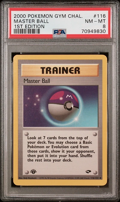 2000 Pokemon Gym Challenge 116 Master Ball 1st Edition PSA 8