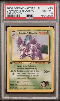 2000 Pokemon Gym Challenge 45 Giovanni's Nidorino 1st Edition PSA 8
