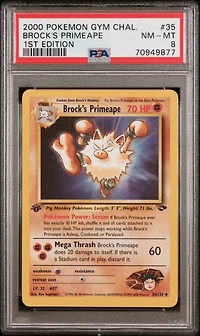 2000 Pokemon Gym Challenge 35 Brock's Primeape 1st Edition PSA 8