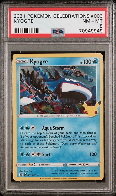 2021 Pokemon Celebrations 003 Kyogre PSA