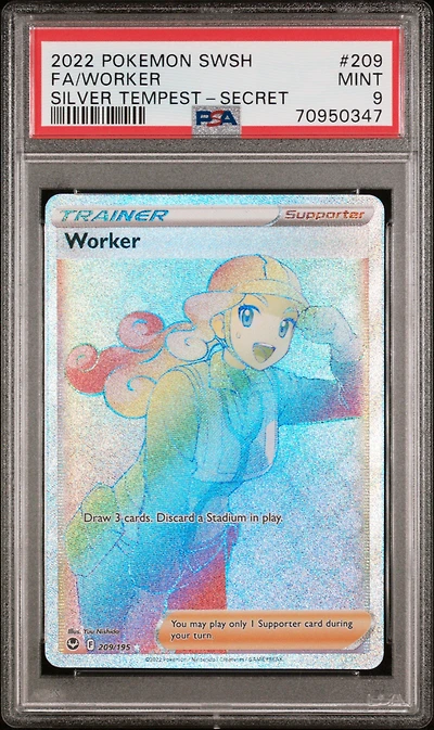 2022 Pokemon Sword & Shield Silver Tempest 209 Full Art/worker Secret PSA