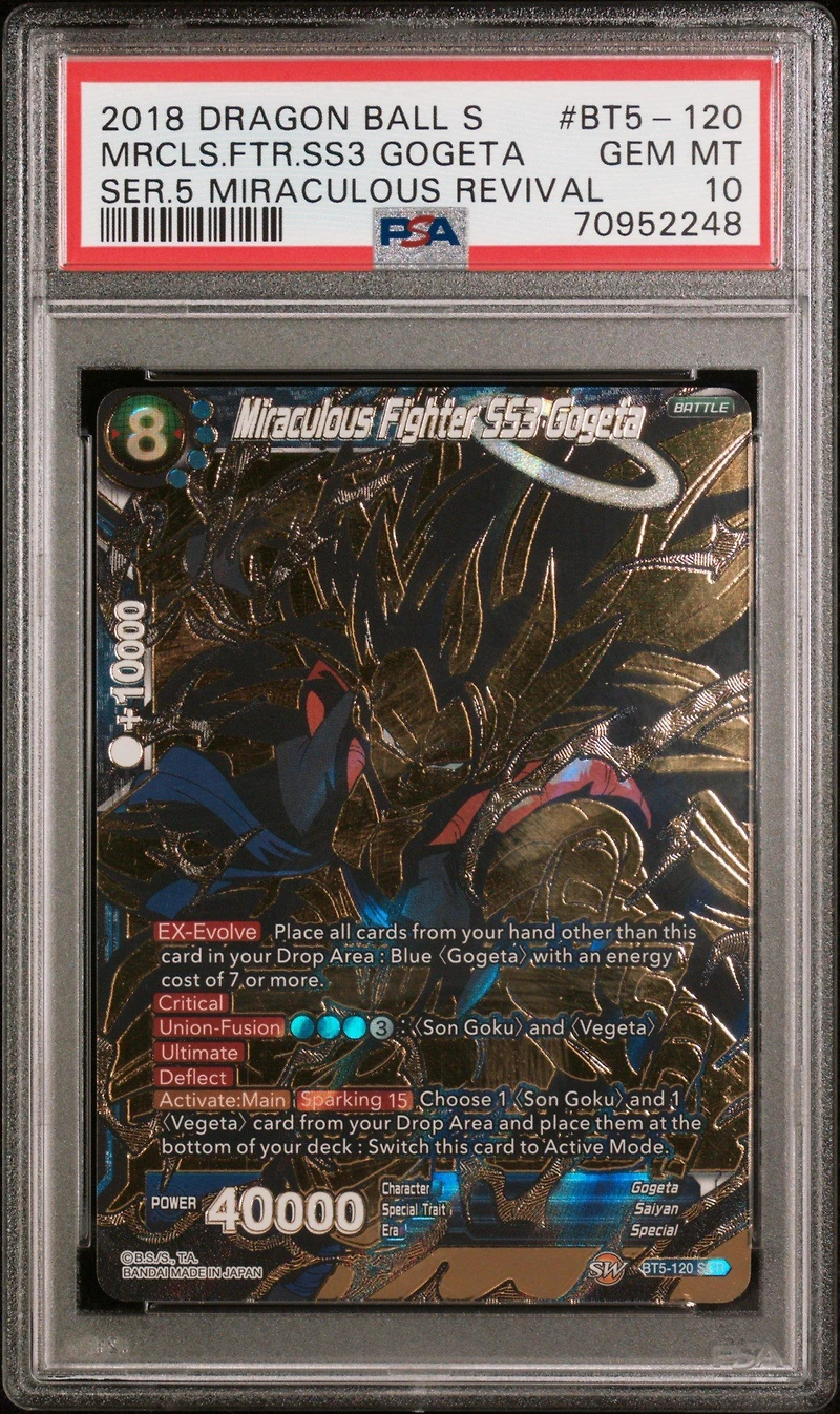 2018 Dragon Ball Super Card Game Series 5 Miraculous Revival Bt5-120 Miraculous Fighter Ss3 Gogeta Secret Rare PSA 10