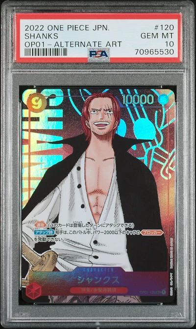 2022 One Piece Japanese Romance Dawn 120 Shanks Alternate Art PSA 10