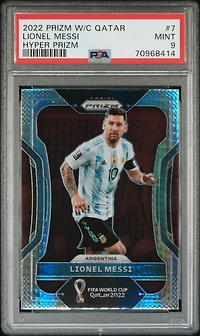 2022 Panini Prizm World Cup Qatar 7 Lionel Messi Hyper Prizm PSA 9