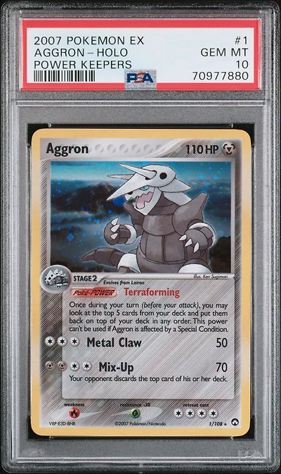 2007 Pokemon Ex Power Keepers 1 Aggron-holo PSA 10