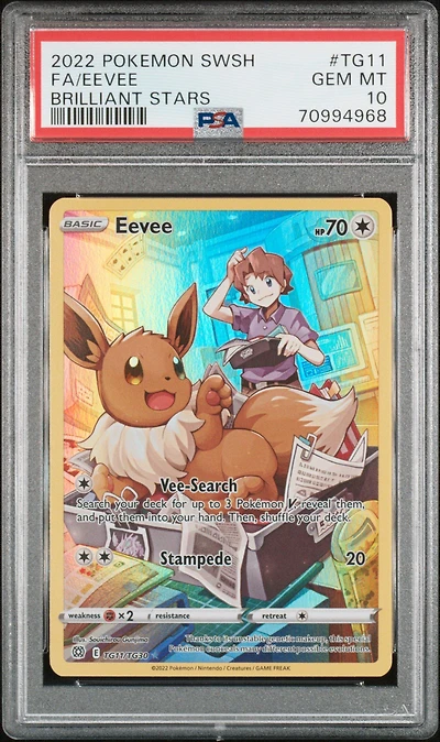 2022 Pokemon Sword & Shield Brilliant Stars Tg11 Fa/eevee PSA