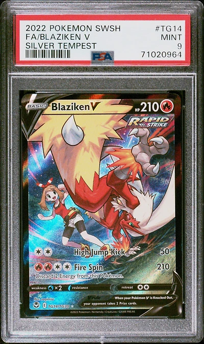 2022 Pokemon Sword & Shield Silver Tempest Tg14 Fa/blaziken V PSA