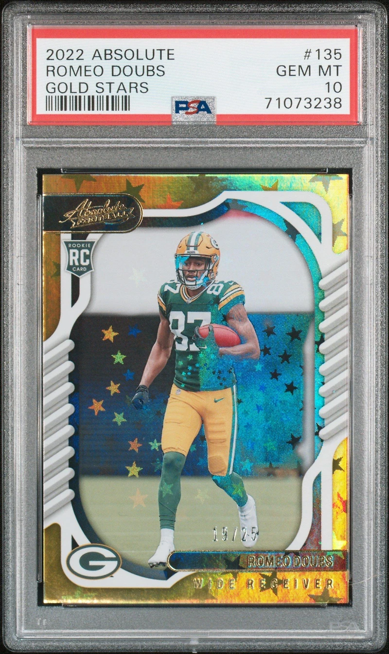 2022 Panini Absolute 135 Romeo Doubs Gold Stars PSA 10