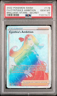 2022 Pokemon Sword & Shield Brilliant Stars 178 Full Art/cynthia's Ambition Secret PSA