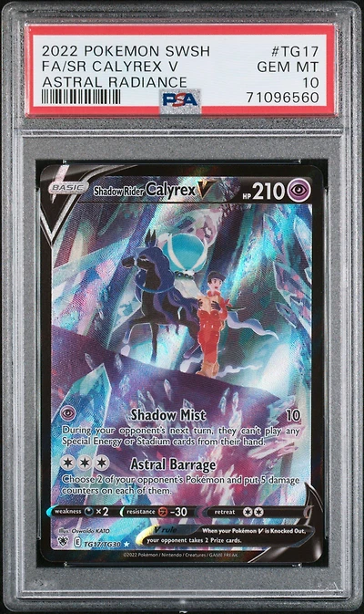 2022 Pokemon Sword & Shield Astral Radiance Tg17 Full Art/shadow Rider Calyrex V PSA