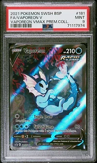 2021 Pokemon Swsh Black Star Promo 181 Full Art/vaporeon V Vaporeon Vmax Premium Collection PSA