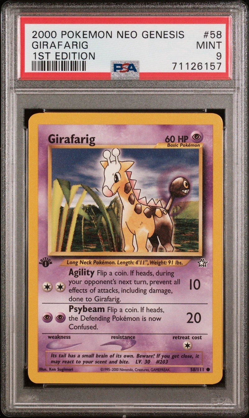 2000 Pokemon Neo Genesis 1st Edition 58 Girafarig PSA 9