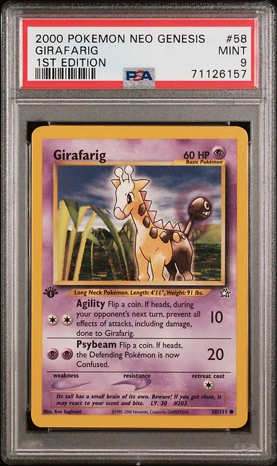 2000 Pokemon Neo Genesis 1st Edition 58 Girafarig PSA 9