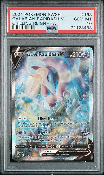 2021 Pokemon Sword & Shield Chilling Reign 168 Galarian Rapidash V PSA