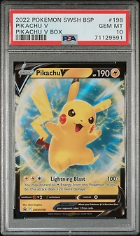 2022 Pokemon Swsh Black Star Promo 198 Pikachu V Pikachu V Box PSA