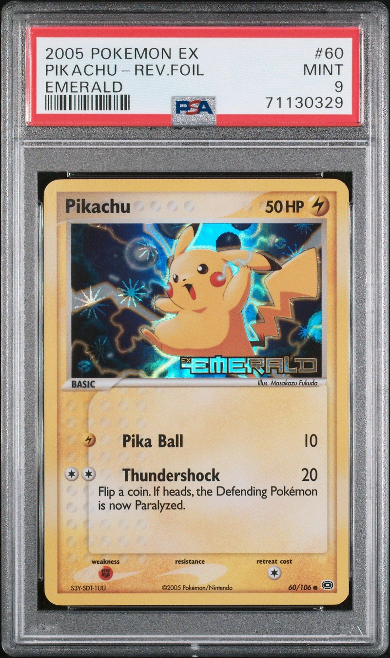 2005 Pokemon Ex Emerald 60 Pikachu-reverse Foil PSA 9
