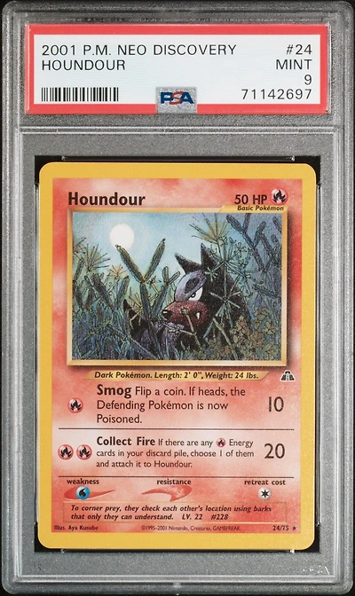 2001 Pokemon Neo Discovery 24 Houndour PSA 9
