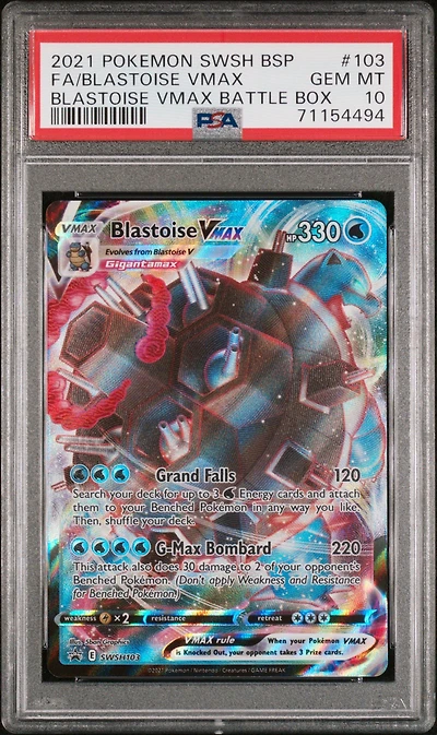 2021 Pokemon Swsh Black Star Promo 103 Fa/blastoise Vmax PSA 10