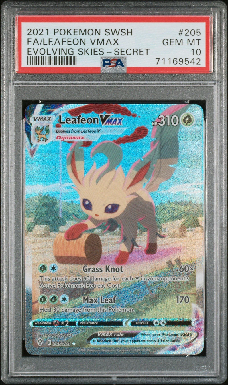 2021 Pokemon Sword & Shield Evolving Skies 205 Fa/leafeon Vmax PSA