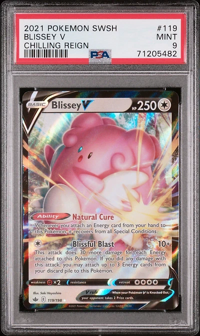 2021 Pokemon Sword & Shield Chilling Reign 119 Blissey V PSA 9