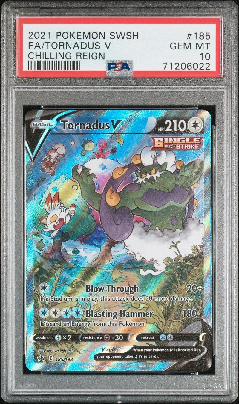 2021 Pokemon Sword & Shield Chilling Reign 185 Full Art/tornadus V PSA