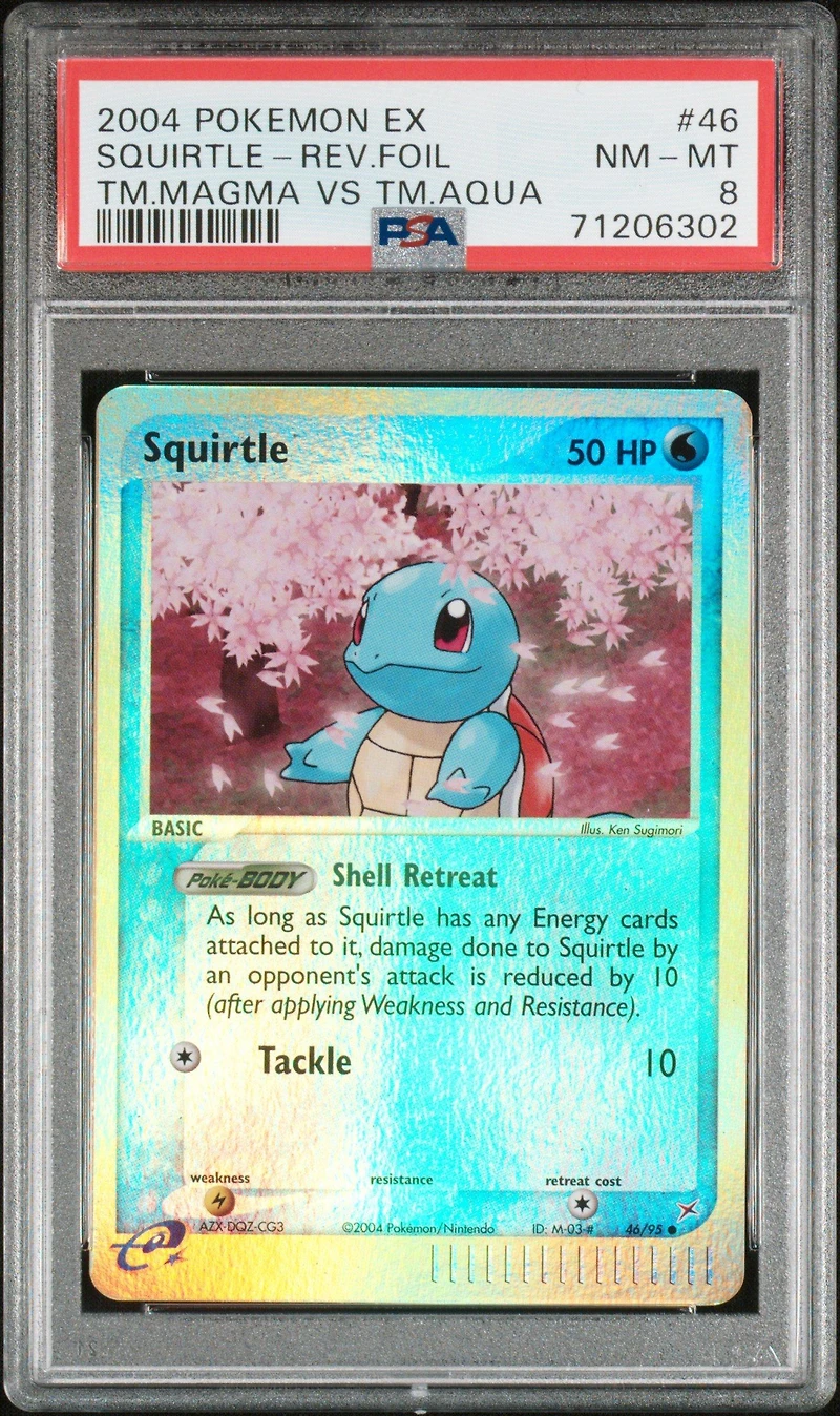 2004 Pokemon Ex Team Magma Vs Team Aqua 46 Squirtle-reverse Foil PSA 8