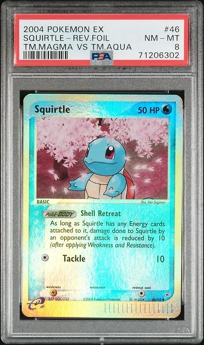 2004 Pokemon Ex Team Magma Vs Team Aqua 46 Squirtle-reverse Foil PSA 8