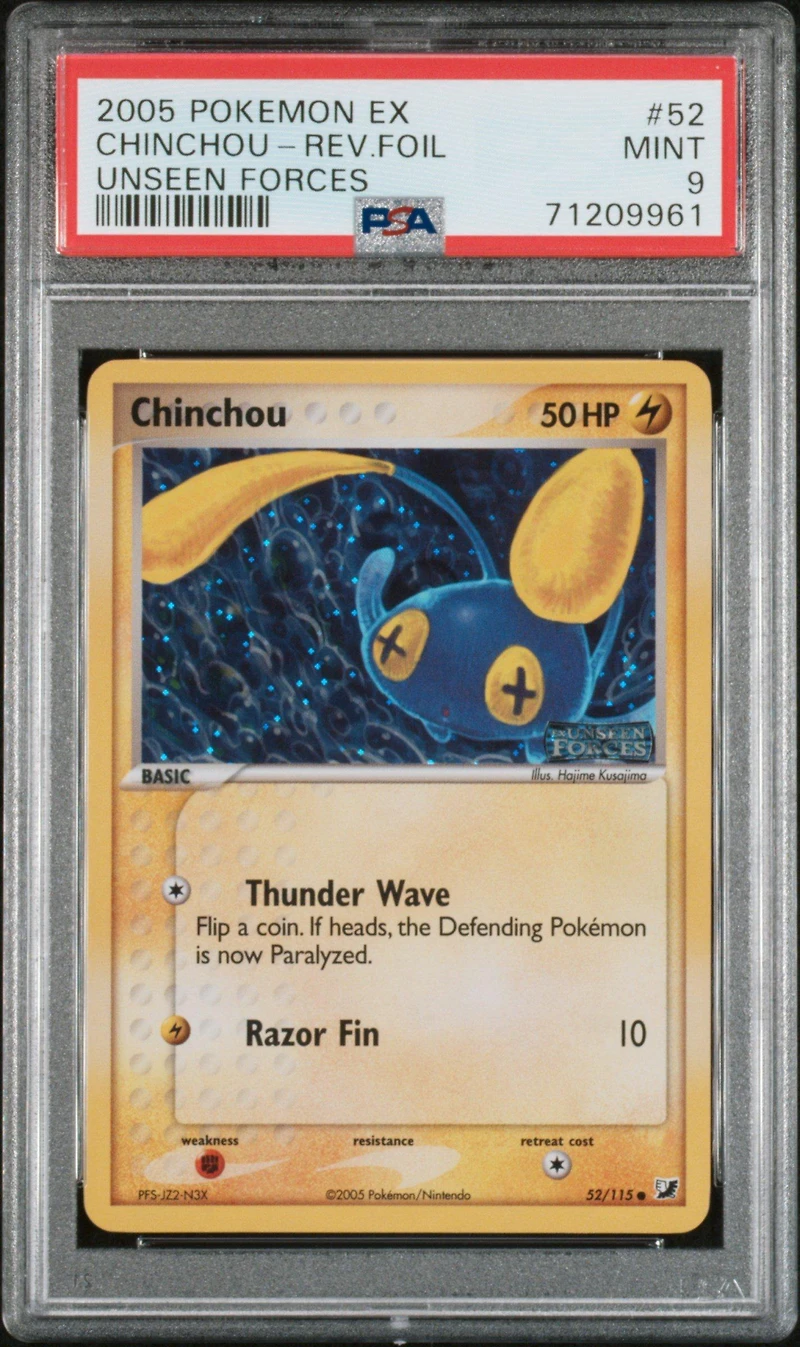 2005 Pokemon Ex Unseen Forces 52 Chinchou-reverse Foil PSA 9
