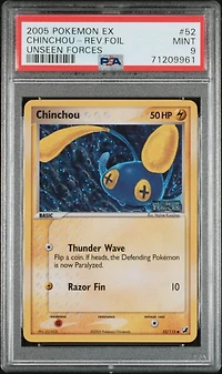 2005 Pokemon Ex Unseen Forces 52 Chinchou-reverse Foil PSA 9