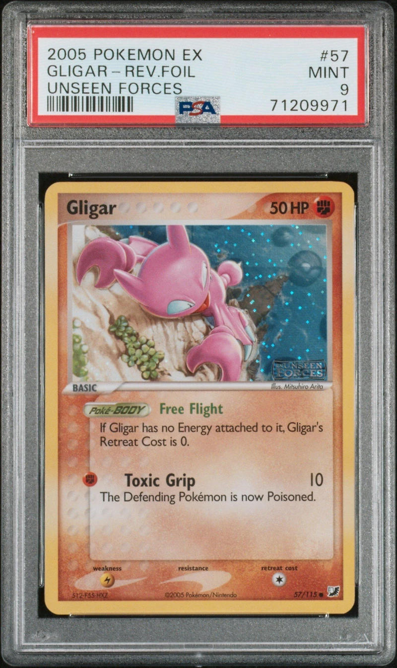 2005 Pokemon Ex Unseen Forces 57 Gligar-reverse Foil PSA 9
