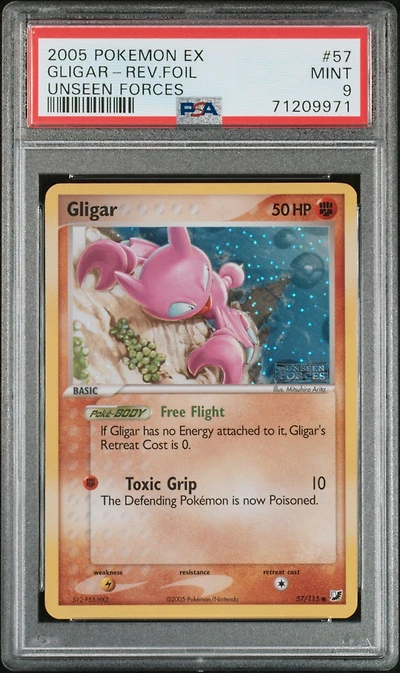 2005 Pokemon Ex Unseen Forces 57 Gligar-reverse Foil PSA 9