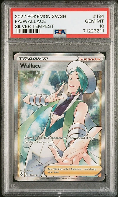 2022 Pokemon Sword & Shield Silver Tempest 194 Full Art/wallace PSA 10
