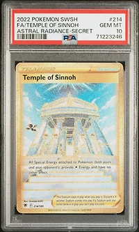 2022 Pokemon Sword & Shield Astral Radiance 214 Full Art/temple Of Sinnoh Secret PSA 10