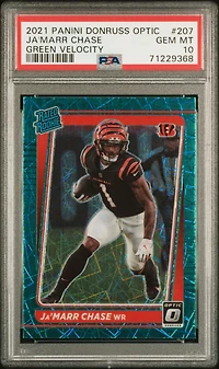 2021 Panini Donruss Optic 207 Ja'marr Chase Green Velocity PSA