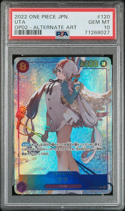 2022 One Piece Japanese Paramount War 120 Uta Alternate Art PSA 10