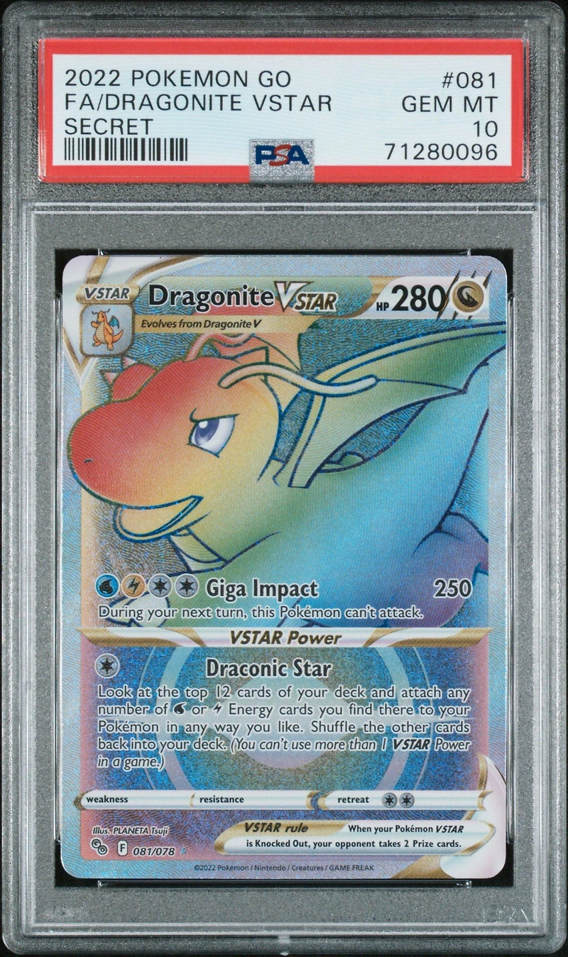 2022 Pokemon Go 081 Fa/dragonite Vstar PSA