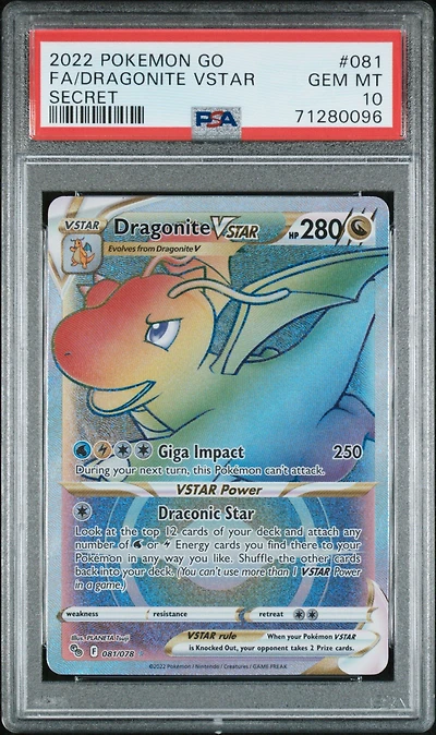 2022 Pokemon Go 081 Fa/dragonite Vstar PSA