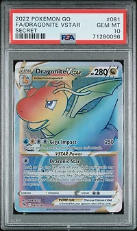2022 Pokemon Go 081 Fa/dragonite Vstar PSA