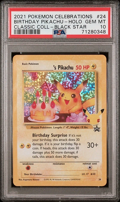 2021 Pokemon Celebrations Classic Collection 24 Birthday Pikachu PSA