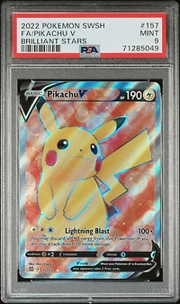 2022 Pokemon Sword & Shield Brilliant Stars 157 Full Art/pikachu V PSA