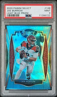 2020 Panini Select 146 Joe Burrow Light Blue Prizm PSA 9