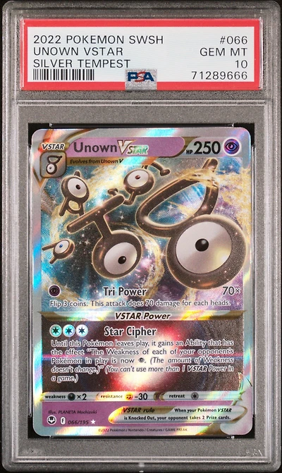 2022 Pokemon Sword & Shield Silver Tempest 066 Unown Vstar PSA