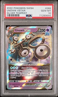 2022 Pokemon Sword & Shield Silver Tempest 066 Unown Vstar PSA