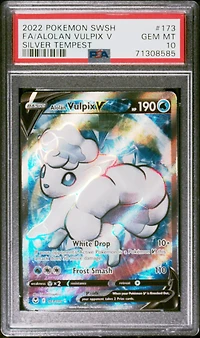 2022 Pokemon Sword & Shield Silver Tempest 173 Full Art/alolan Vulpix V PSA 10